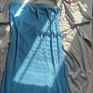 Boohoo Strapless Blue Dress